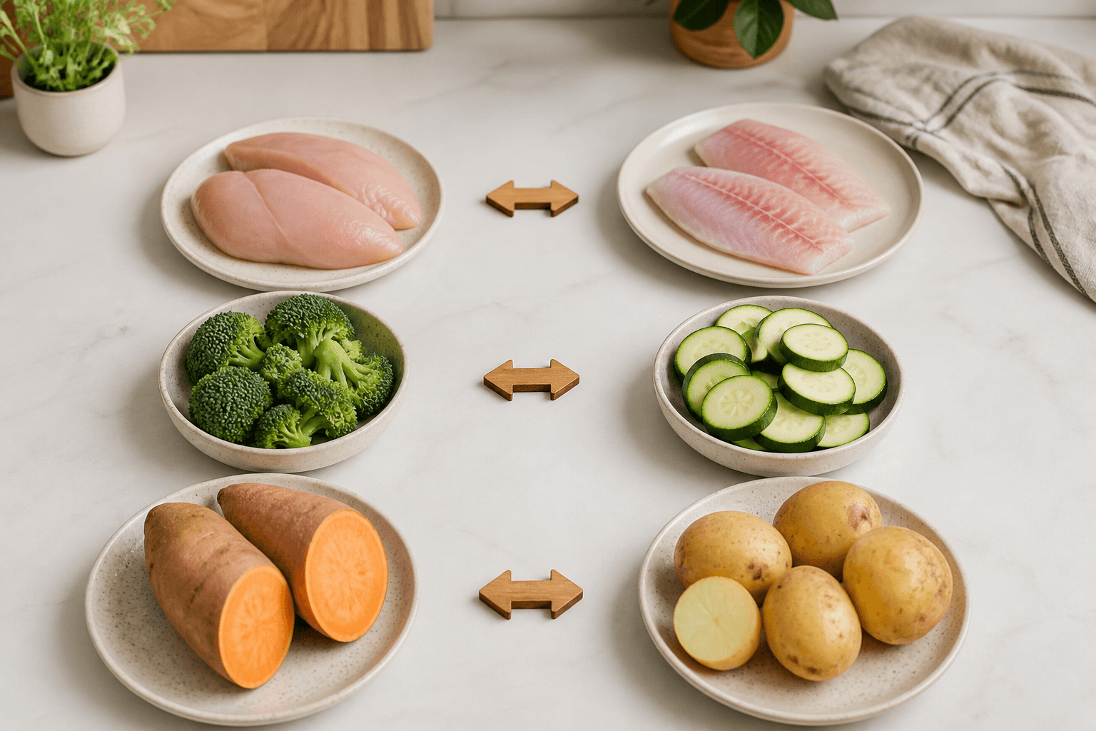 Pares de ingredientes que podem ser substituídos entre si